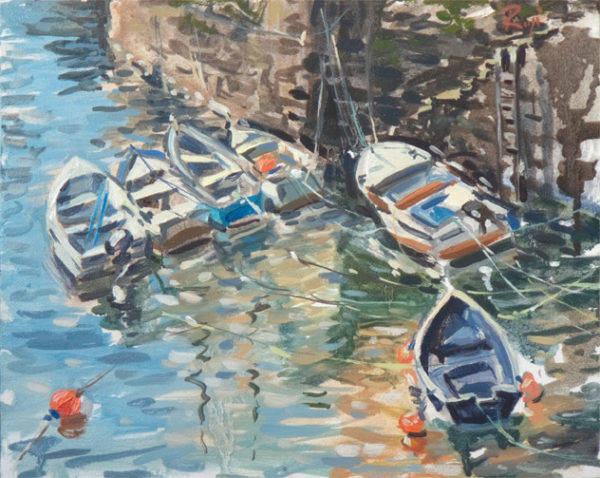 2017-19-Oil-Seascape-Sonia-Roji-Moored-Boats