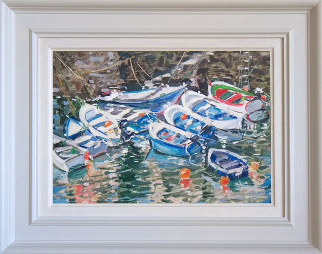 2017-32-Oil-Landscape-Sonia-Roji-Colorful-Boats-under-the-Sun-framed