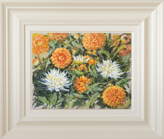 2017-53-Oil-Landscape-Sonia-Roji-Garden-of-Dahlias-framed