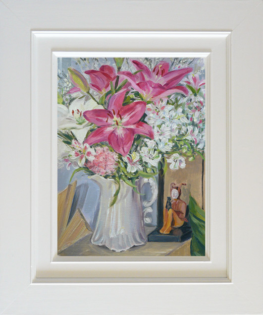 2018-83-Oil-Flowers-and-Art-Deco-Figure-framed