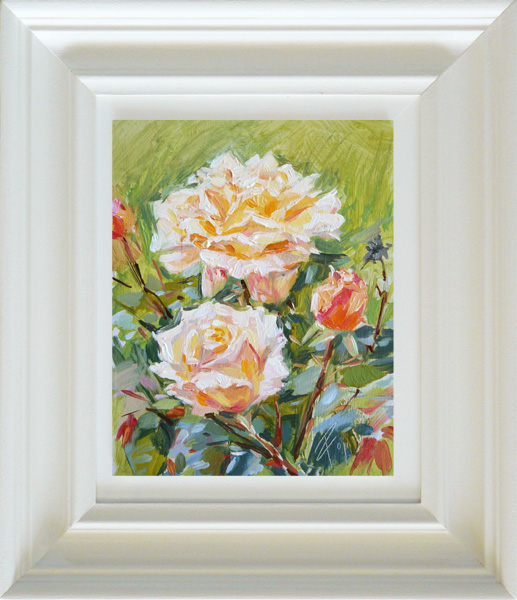 2018-128-Oil-Yellow-Rose-Bush-framed